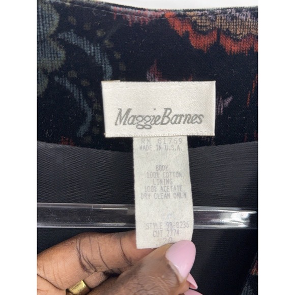 Vintage Maggie Barnes Floral Paisley Velvet Blazer Sz 20 Unique Retro Maximalist - Picture 4 of 6